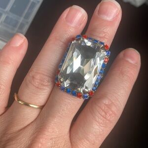 Sorrelli Crystal Ring with Red and Blue Accents